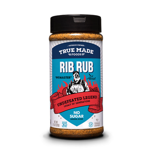True Made Foods Rib Rub container on a white background